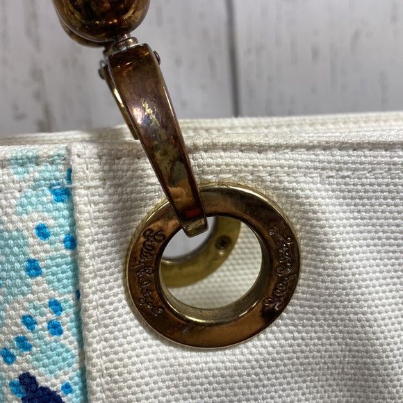 Lilly Pulitzer White Spa Blue Canvas Island Tote Beach Bag - Picture 11 of 16